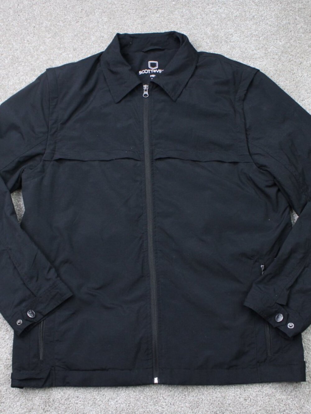 SCOTTeVEST Jacket Mens Medium Black Full Zip Hidden Pocket TEC Utility 2 in 1